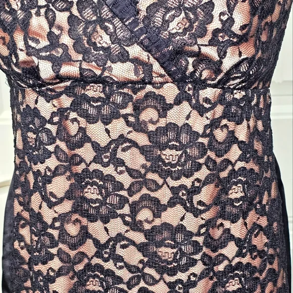 Classy Eliza J New York Black Lace & Nude Champagne Elegant Lady Cocktail Dress - Picture 4 of 15
